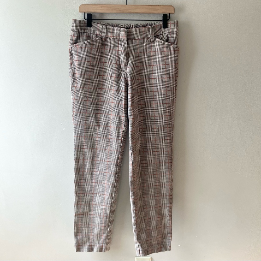41 HAWTHORN Orange and Brown Plaid Skinny Trousers